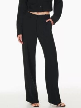 Aritzia Wilfred author pant 2 black high waisted wide leg timeless minimalist